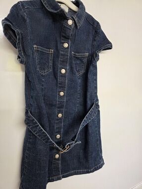 Old Navy Dark Blue Denim Shirt Dress with Self-Tie Belt